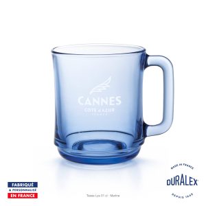 Tasse Duralex Lys 31 cl marine gravée avec le logo Cannes Côte d’Azur France