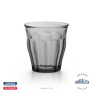Verre Duralex Picardie 25 cl gris avec logo Eurométropole de Strasbourg