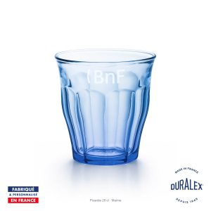 Verre Duralex Picardie 25 cl marine avec logo BnF