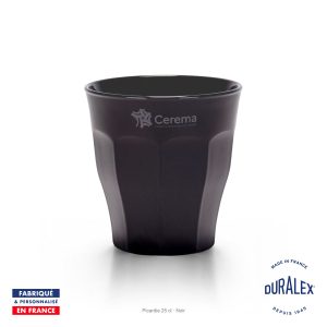 Verre Duralex Picardie 25 cl noir avec logo Cerema