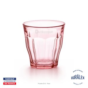 Verre Duralex Picardie 25 cl rose avec logo Dunkerque
