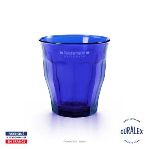 Verre Duralex Picardie 25 cl saphir avec logo Gendarmerie nationale
