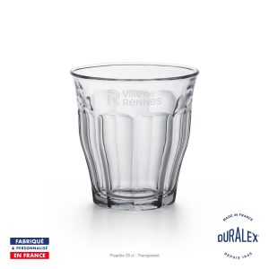 Verre Duralex Picardie 25 cl transparent avec logo Ville de Rennes