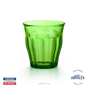 Verre Duralex Picardie 25 cl vert avec logo INRAE